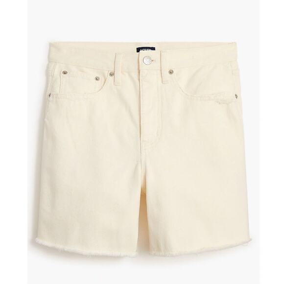 J Crew Ecru High Rise Relaxed Denim Distressed Shorts US Women's 33 Plus New - Picture 1 of 6